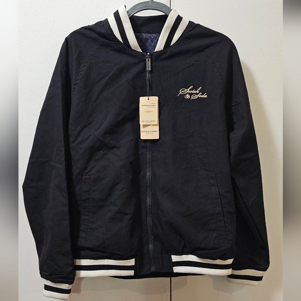 Scotch & Soda Reversible Bomber Jacket Black Blue Men's Multiple Sizes